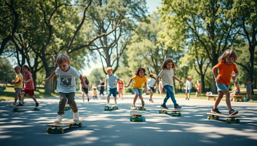 Kinder auf Skateboards Kinder auf Skateboards
